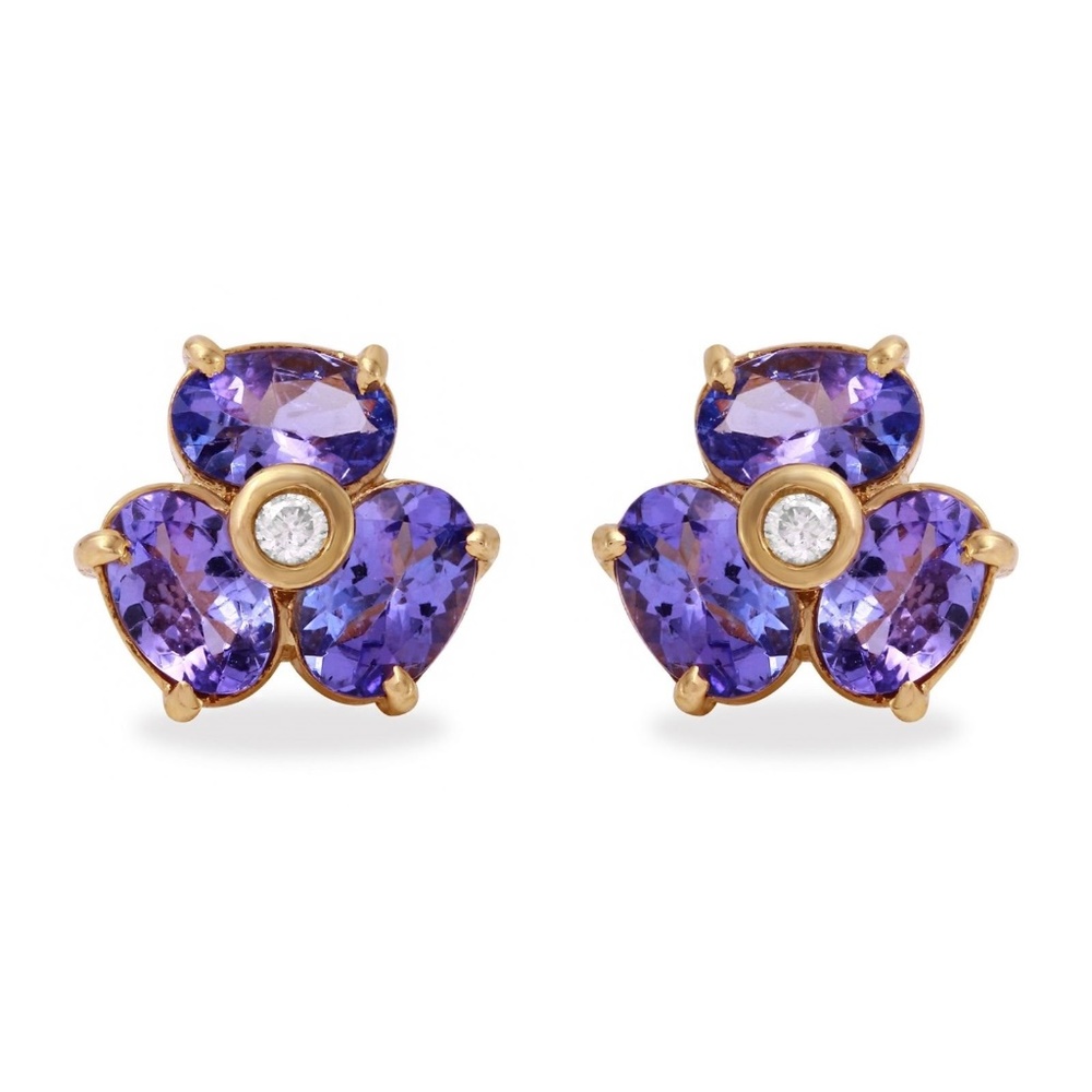 3.06ct Tanzanite and Diamond 14KW Gold Earrings